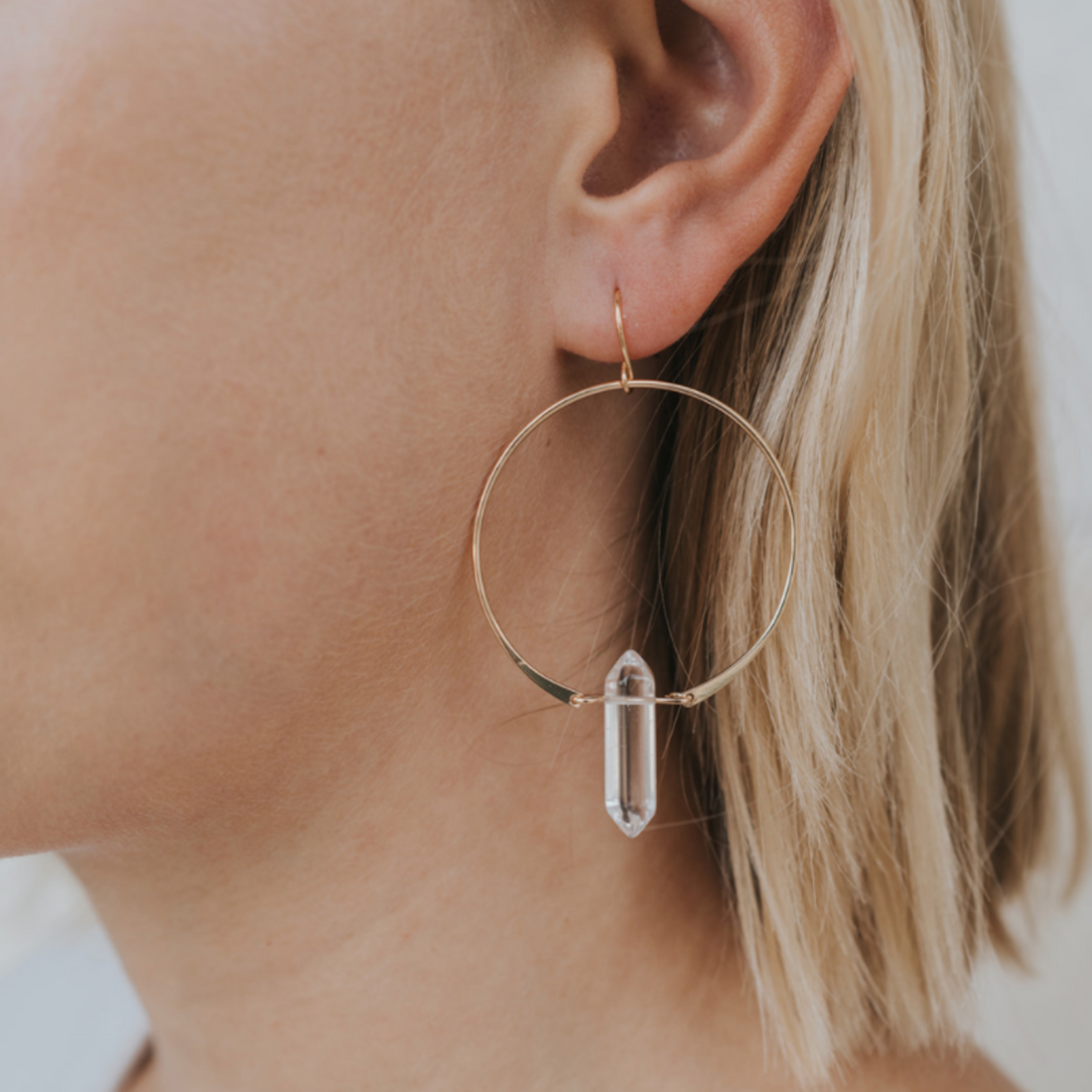 HOOP EARRINGS | CLEAR QUARTZ