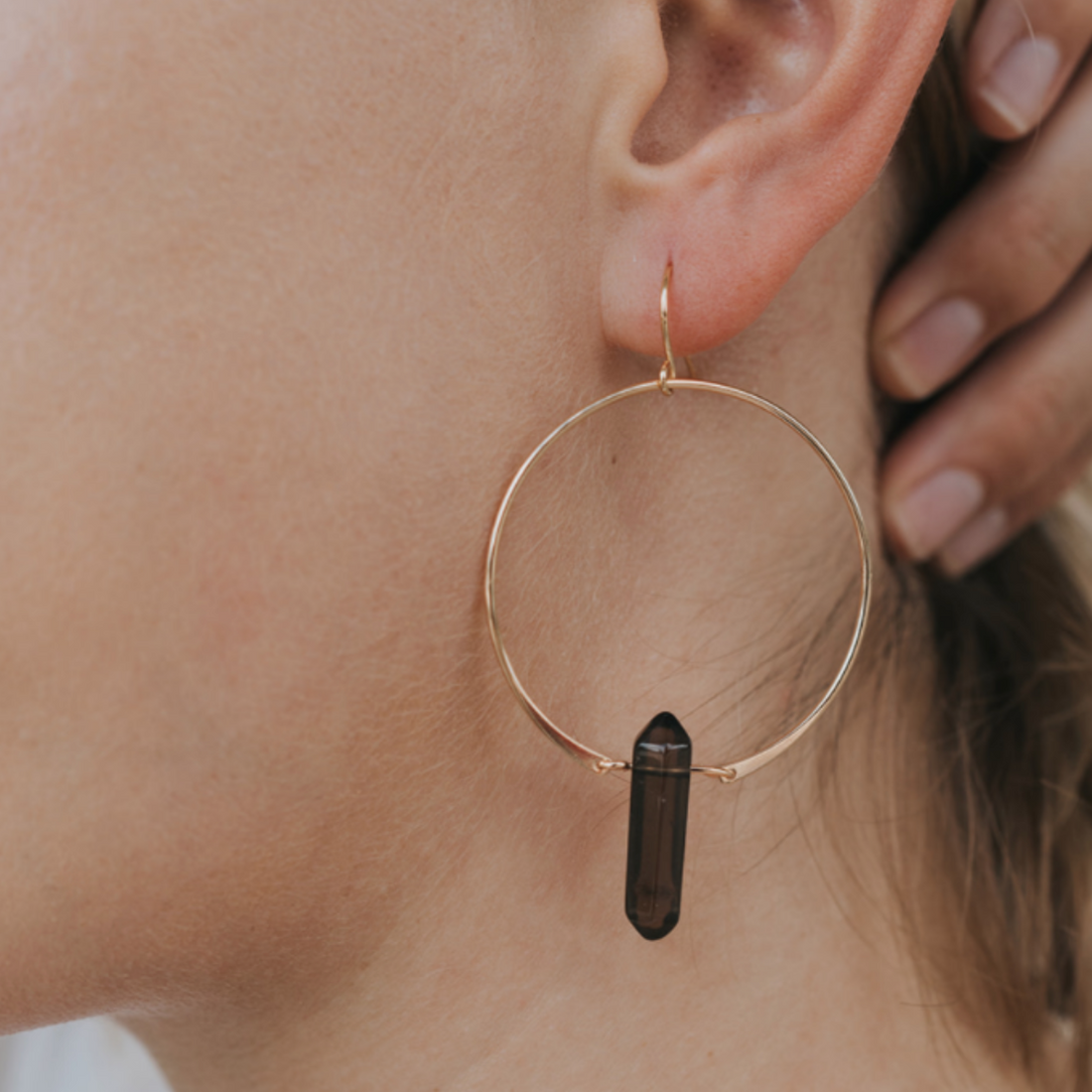 HOOP EARRINGS | SMOKEY QUARTZ