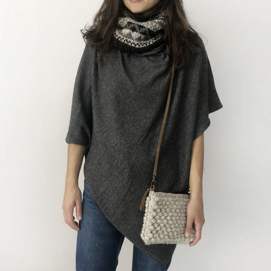 RISI LUXURY SOFT FINE KNIT MERINO COWL PONCHO