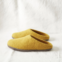 HANDMADE ECO FELT MULE SLIPPERS SUEDE SOLE | MUSTARD YELLOW