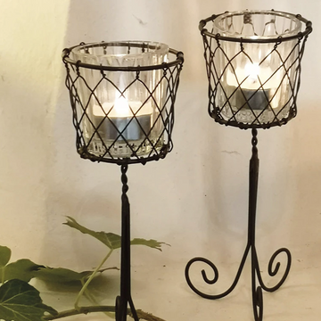 RUSTIC RUSTY WIRE STANDING VOTIVE