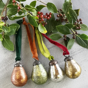 SMALL GLASS PEAR DECORATIONS