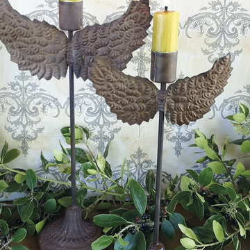 ANGEL WING METAL CANDLESTICK | 2 SIZES