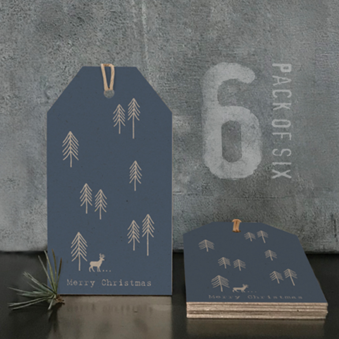 BLUE FIR TREES & STAG GIFT TAGS | PACK 6