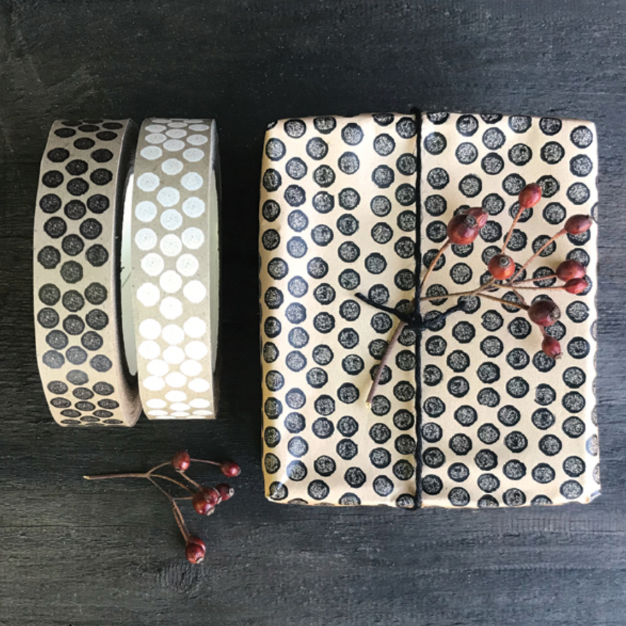 50M BROWN PAPER TAPE | WHITE DOTS