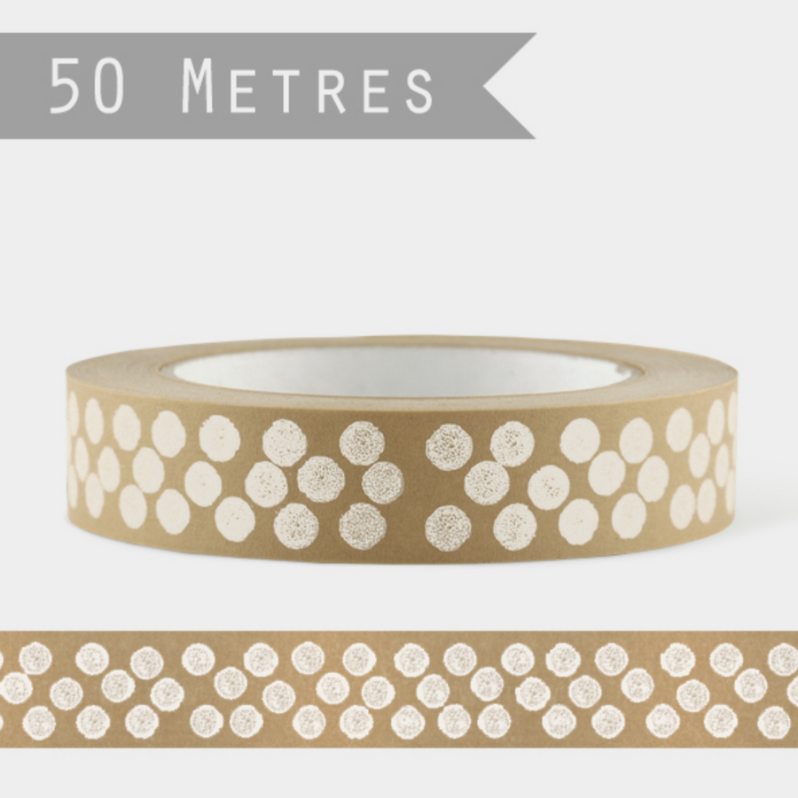 50M BROWN PAPER TAPE | WHITE DOTS