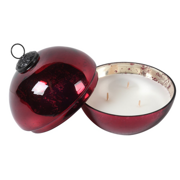 LARGE RED GLASS BAUBLE CANDLE