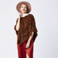CONEY FUR PONCHO WITH CASHMERE LINING | CHOCOLATE