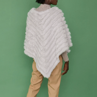 CONEY FUR PONCHO WITH CASHMERE LINING | LIGHT GREY