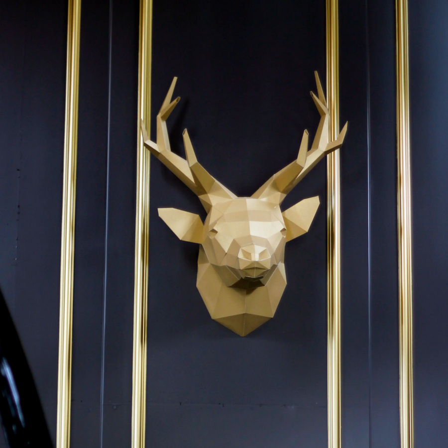 3D PAPERCRAFT WALL ART DIY KIT | GOLD LIMITED EDITION DEER HEAD