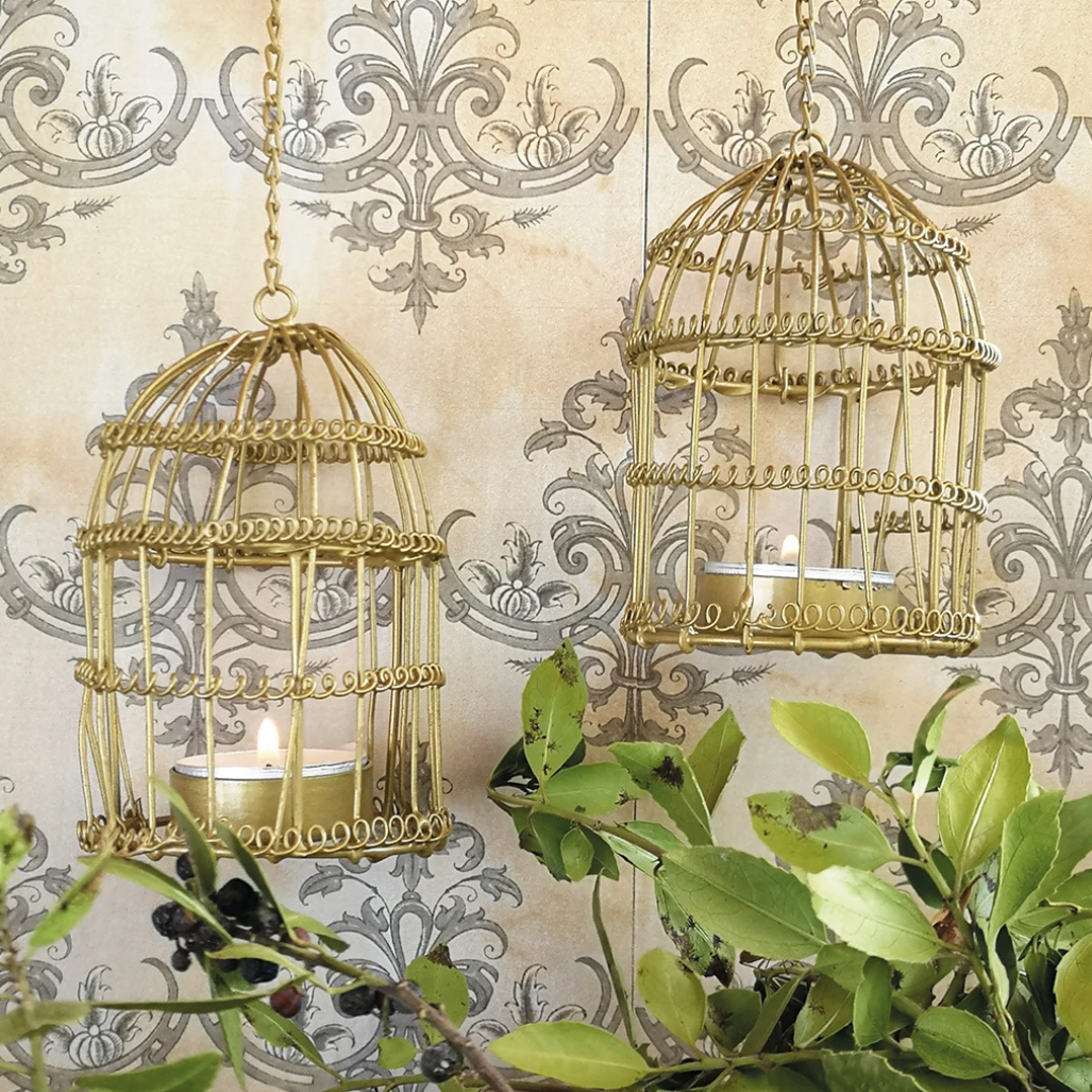 MINI BIRDCAGE TEALIGHT HOLDER ANTIQUE GOLD