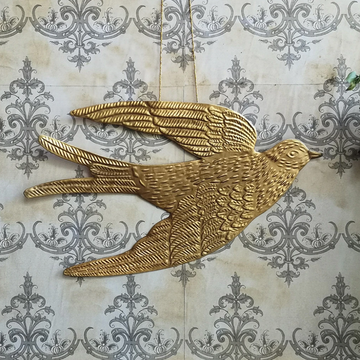 LARGE EMBOSSED ANTIQUE BRASS DOVE