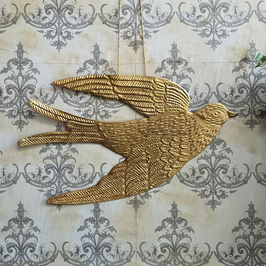 EMBOSSED ANTIQUE BRASS DOVE