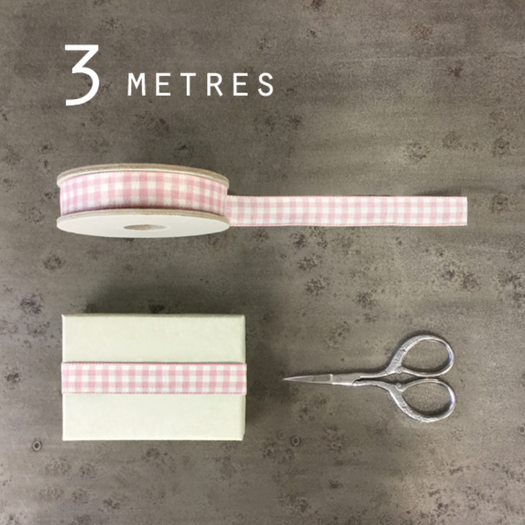 3 METRE DOTTY RIBBON SPOOL | PINK GINGHAM