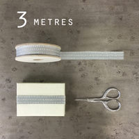 3 METRE RIBBON SPOOL | GREY WITH WHITE DASHES