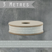 3 METRE RIBBON SPOOL | GREY WITH WHITE DASHES