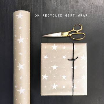 5M KRAFT WRAP | WHITE STARS