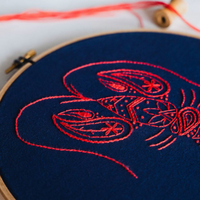 HOOP EMBROIDERY KIT | LOBSTER