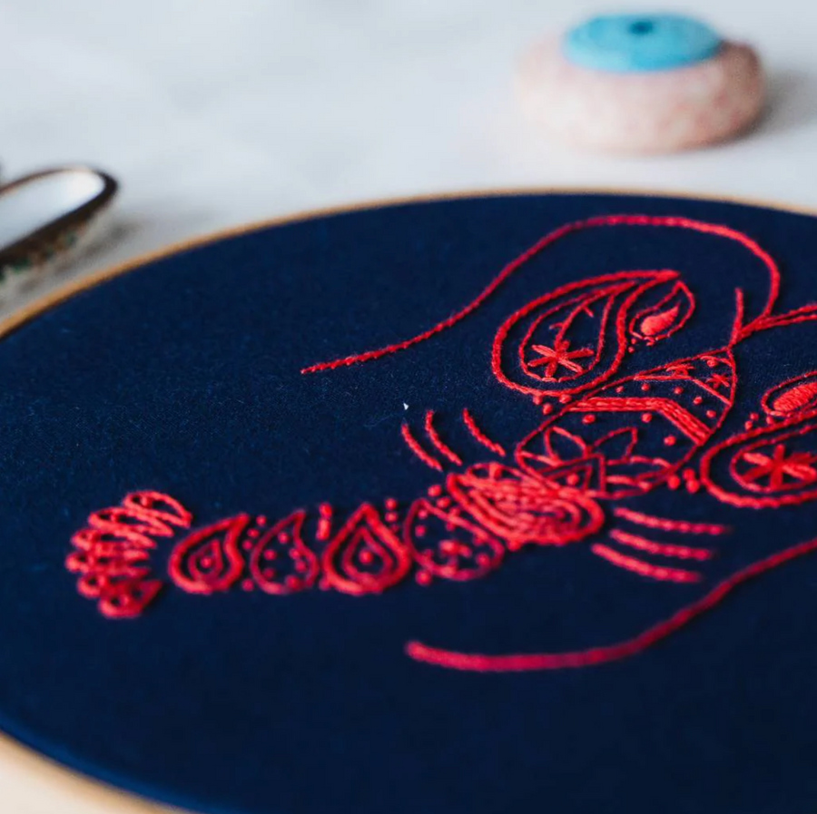 HOOP EMBROIDERY KIT | LOBSTER