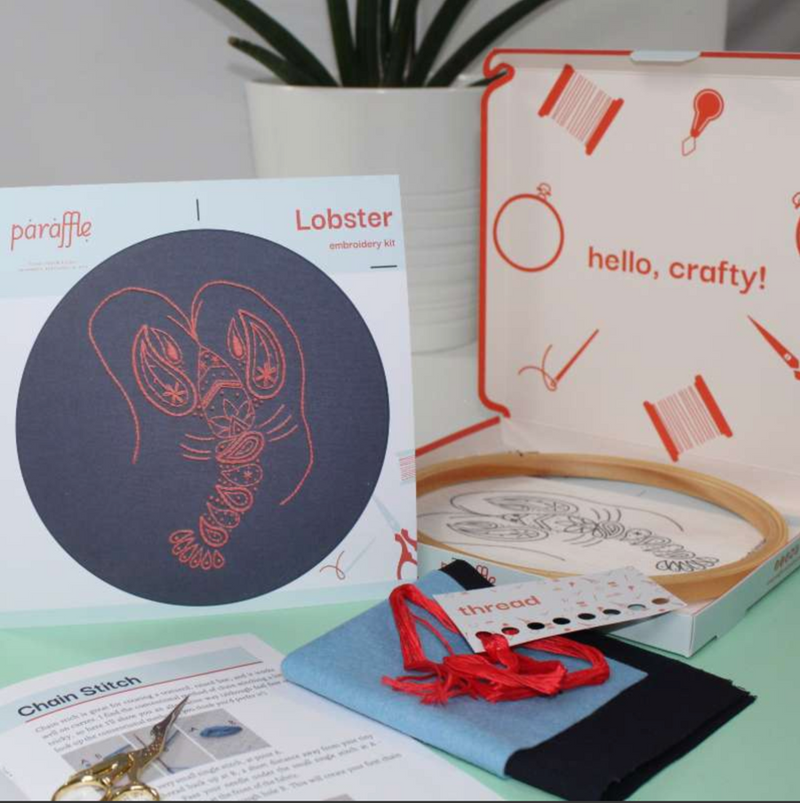 HOOP EMBROIDERY KIT | LOBSTER