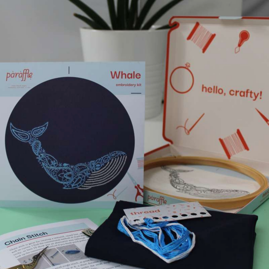 TOTE BAG EMBROIDERY KIT | WHALE