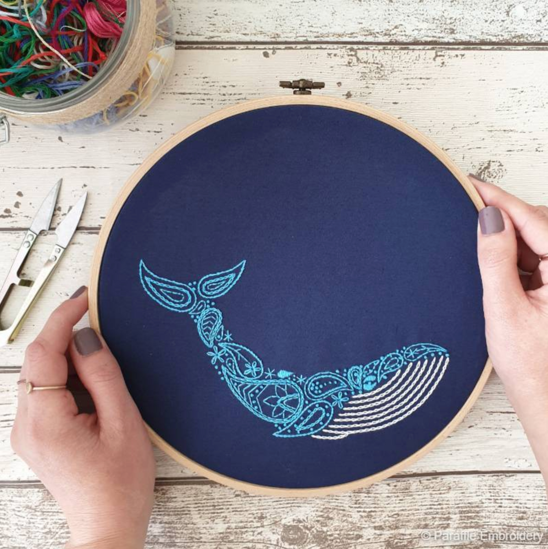 TOTE BAG EMBROIDERY KIT | WHALE