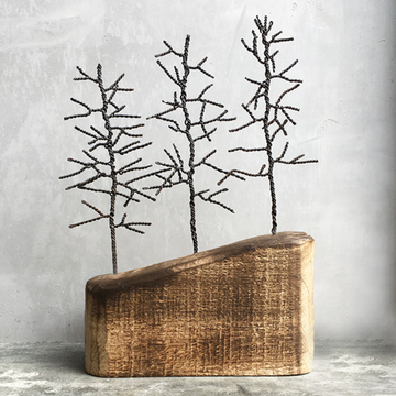 THREE WINTER TREES ON WOOD