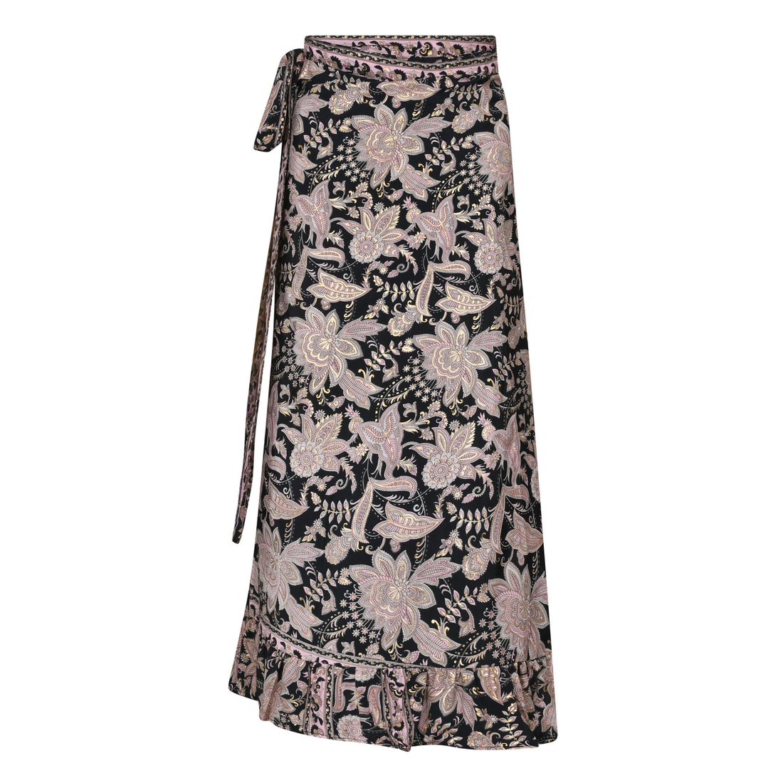WRAP SKIRT WITH FRILL | LILY BLACK GOLD