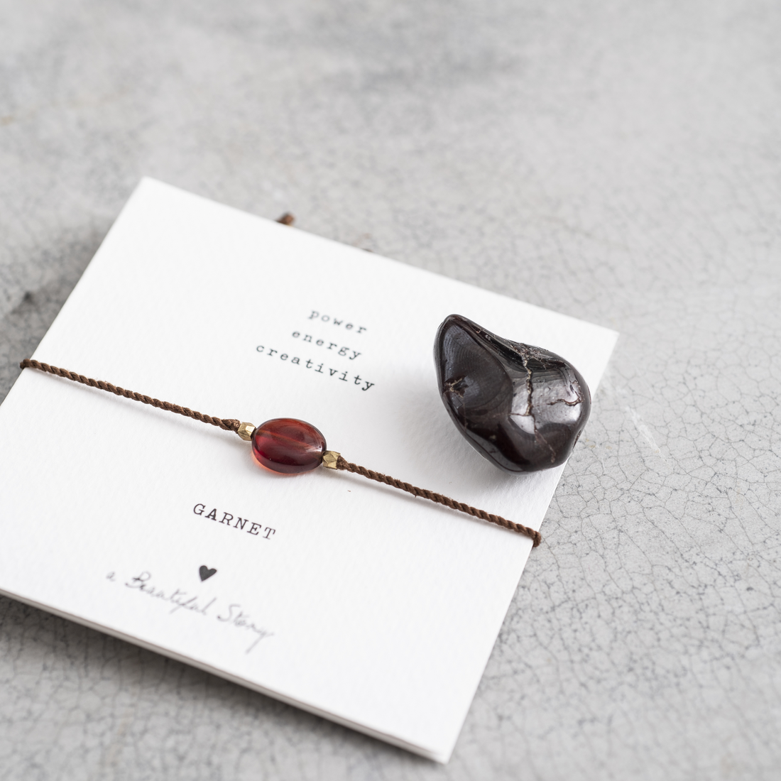 GEMSTONE CARD BRACELET | GARNET GOLD