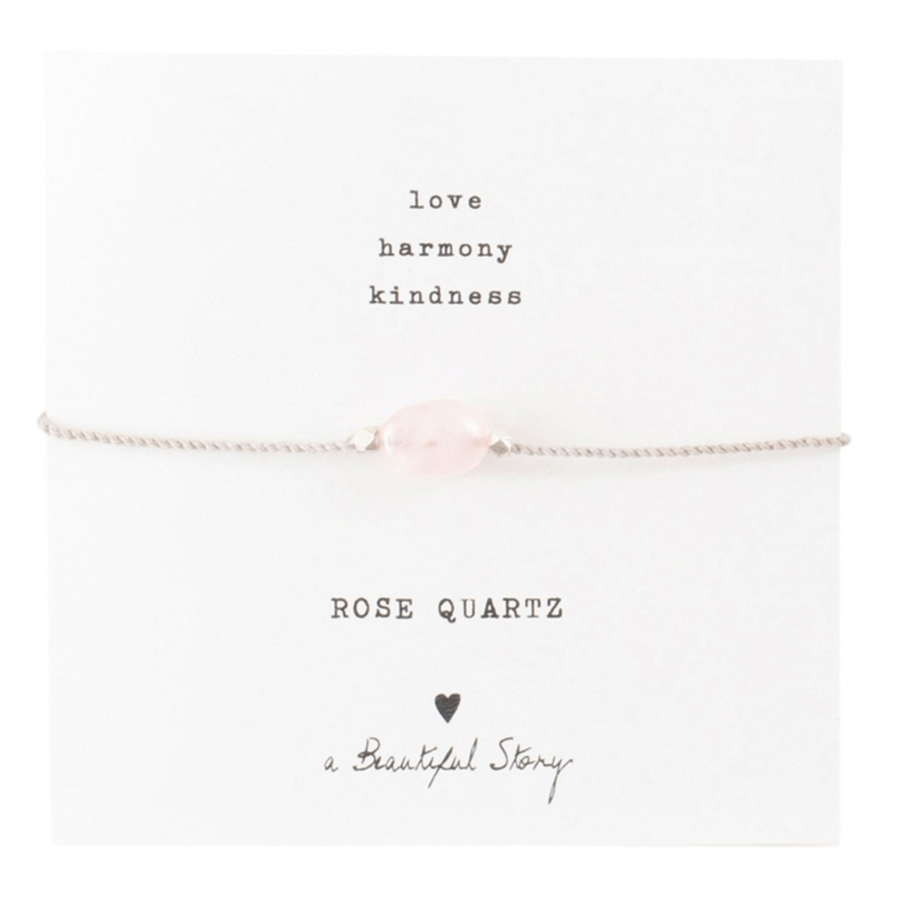 GEMSTONE CARD BRACELET | ROSE QUARTZ SILVER