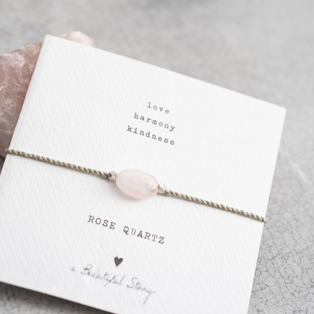 GEMSTONE CARD BRACELET | ROSE QUARTZ SILVER