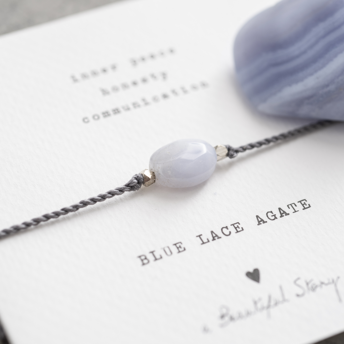 GEMSTONE CARD BRACELET | BLUE LACE AGATE SILVER