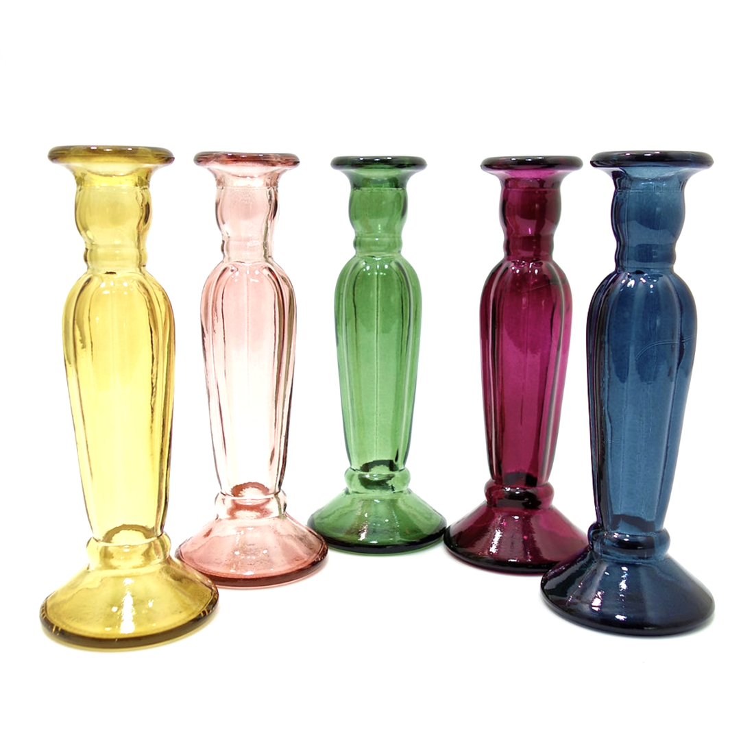 RECYCLED COLOUR GLASS CANDLESTICK 22cm