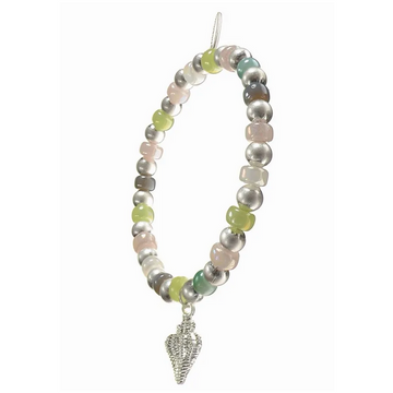 IRIDESCENT COLLECTIVE BRACELET WITH SHELL CHARM | MULTI & SILVER