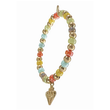 IRIDESCENT COLLECTIVE BRACELET WITH SHELL CHARM | MULTI & GOLD