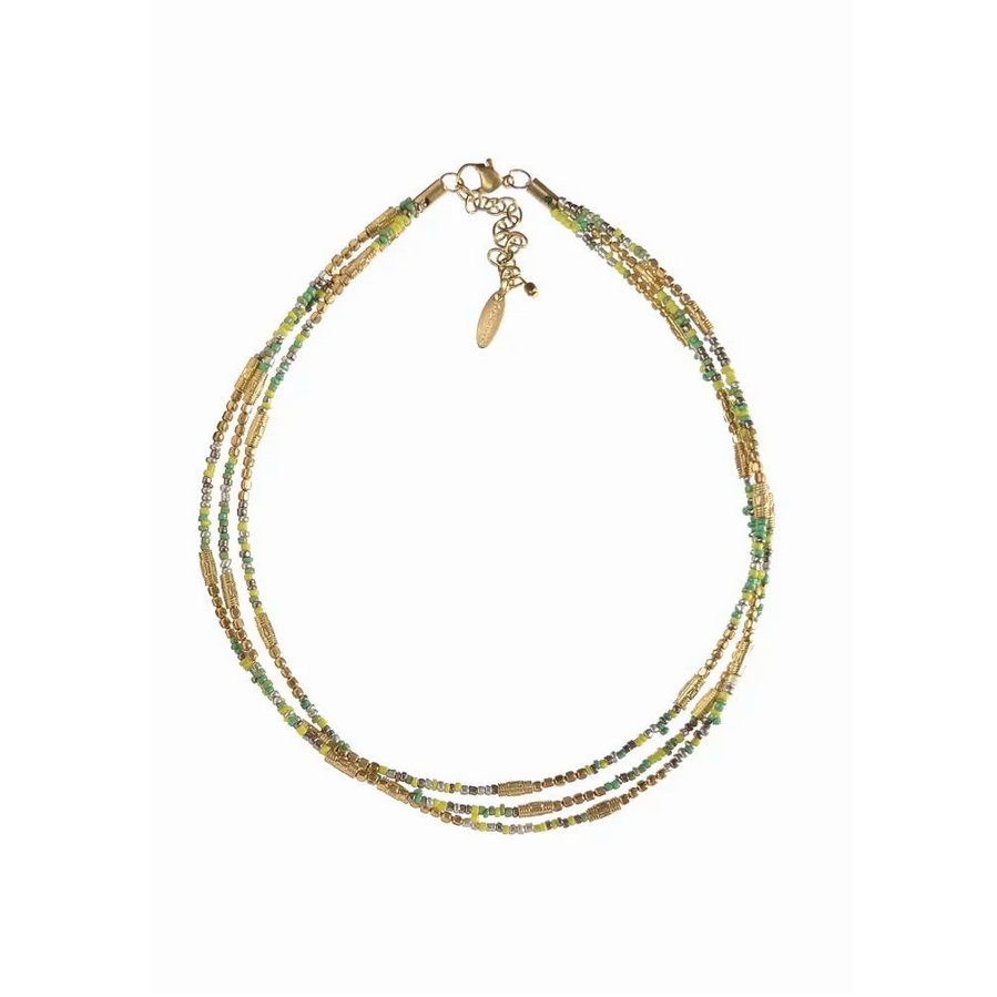 INDI FESTIVAL SUMMER VIBE NECLACE | MOSS MIX & GOLD