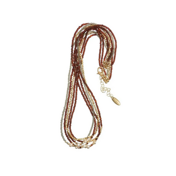 FAB FIVE FINE BEADED WITH MICRO PEARL NECKLACE | TAWNY