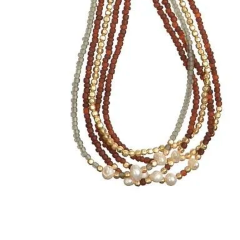 FAB FIVE FINE BEADED WITH MICRO PEARL NECKLACE | TAWNY