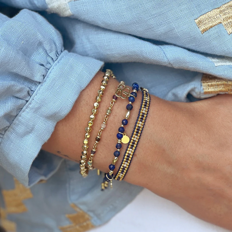 STARSHINE NAVY GOLD BEADED FRIENDSHIP BRACELET