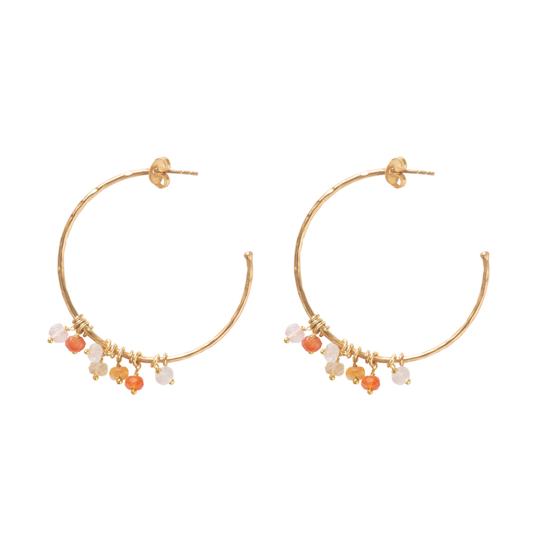 AURORA ROSE QUARTZ CARNELIAN CITRINE GOLD EARRINGS