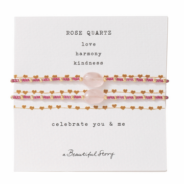 YOU & ME ROSE QUARTZ GOLD BRACELETS
