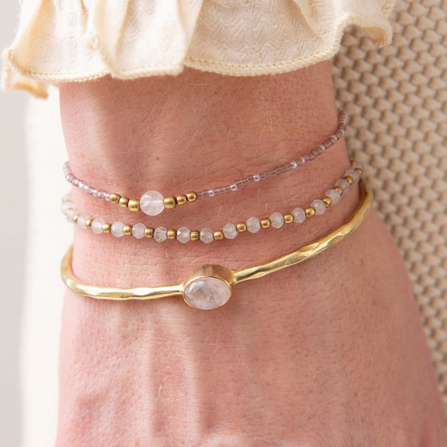 IRIS ROSE QUARTZ GOLD BRACELET