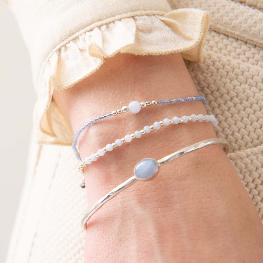 IRIS BLUE LACE AGATE SILVER BRACELET