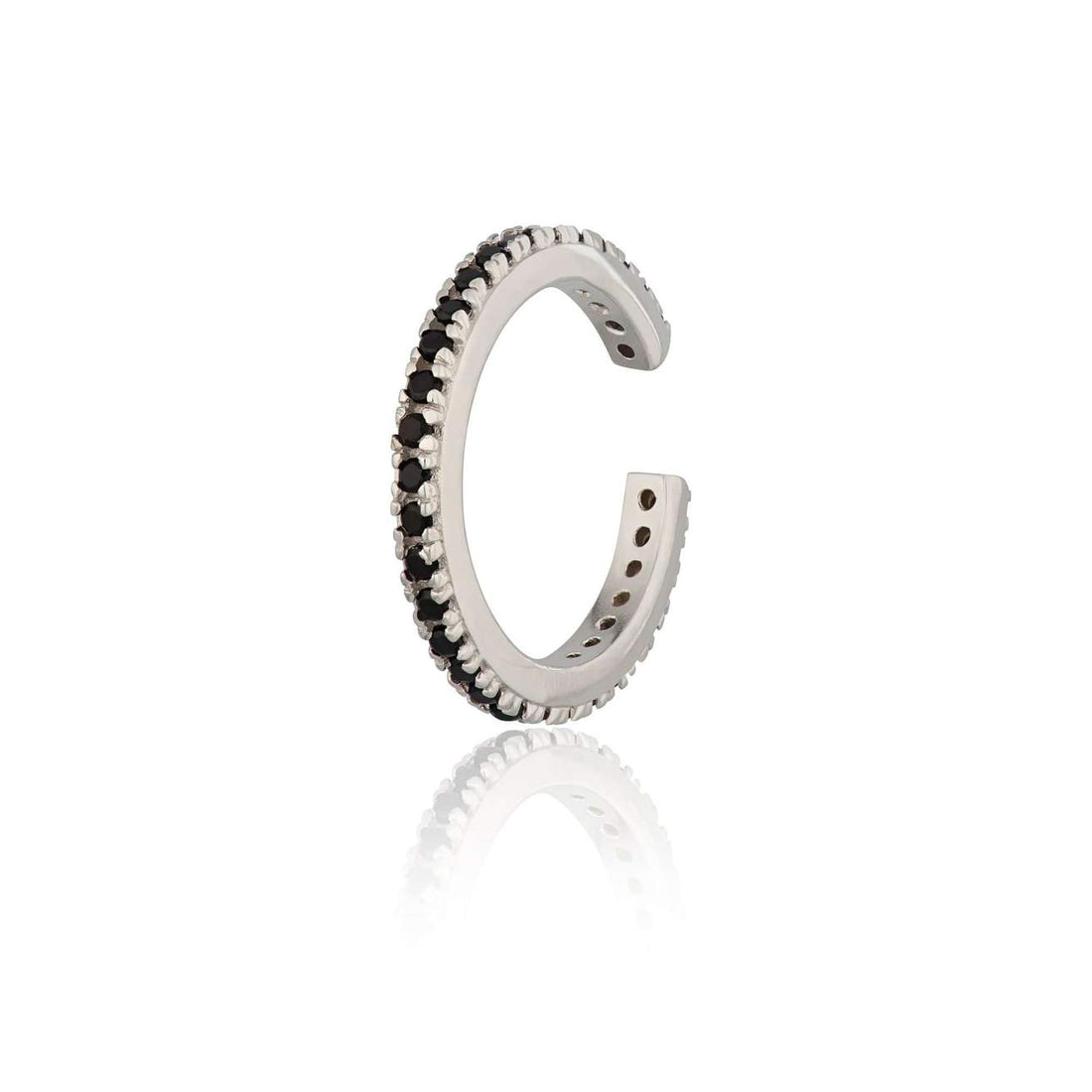 SILVER EAR CUFF | BLACK STONES