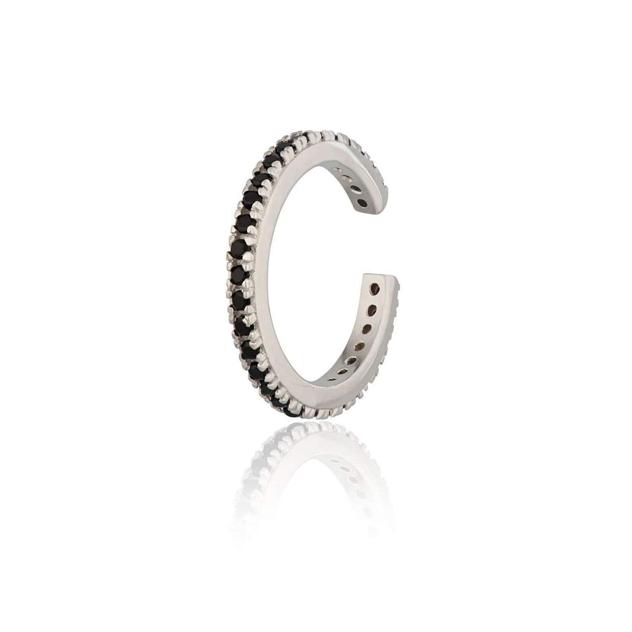 SILVER EAR CUFF | BLACK STONES