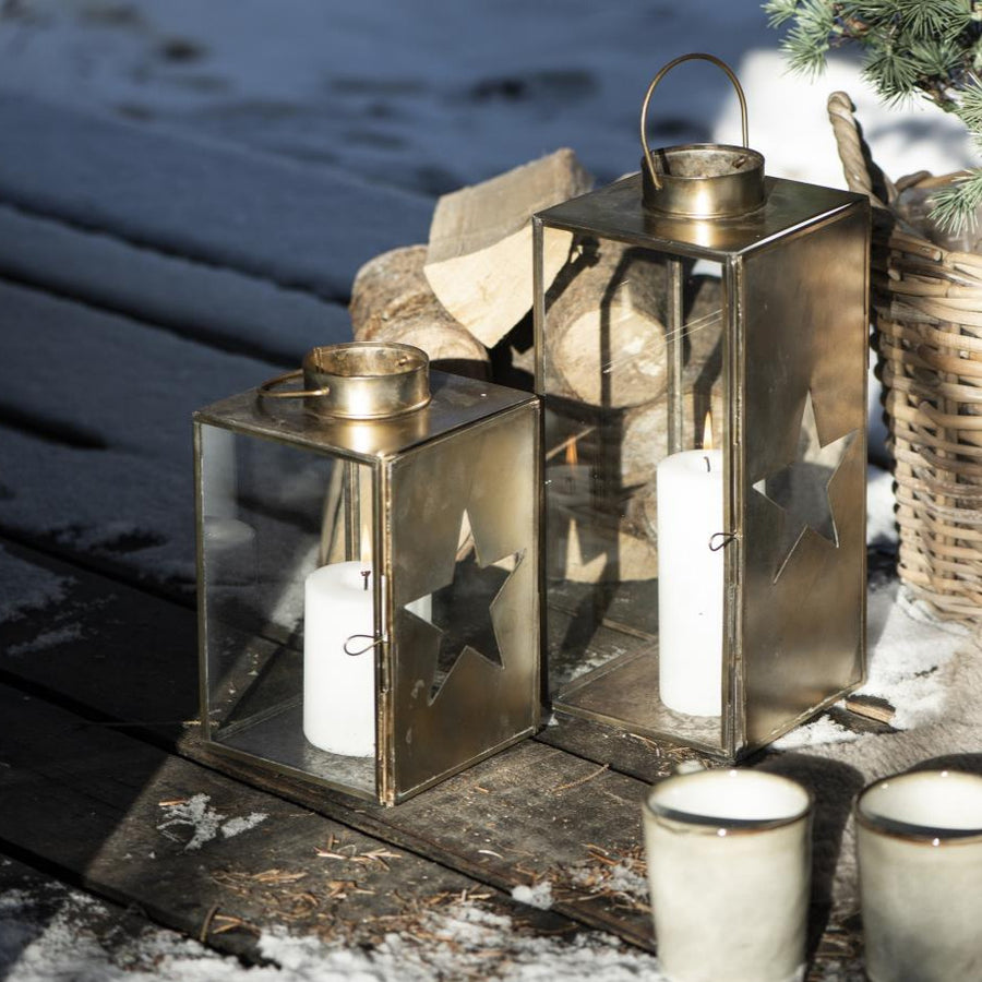 BRASS LANTERN WITH STAR CUT OUT DESIGN