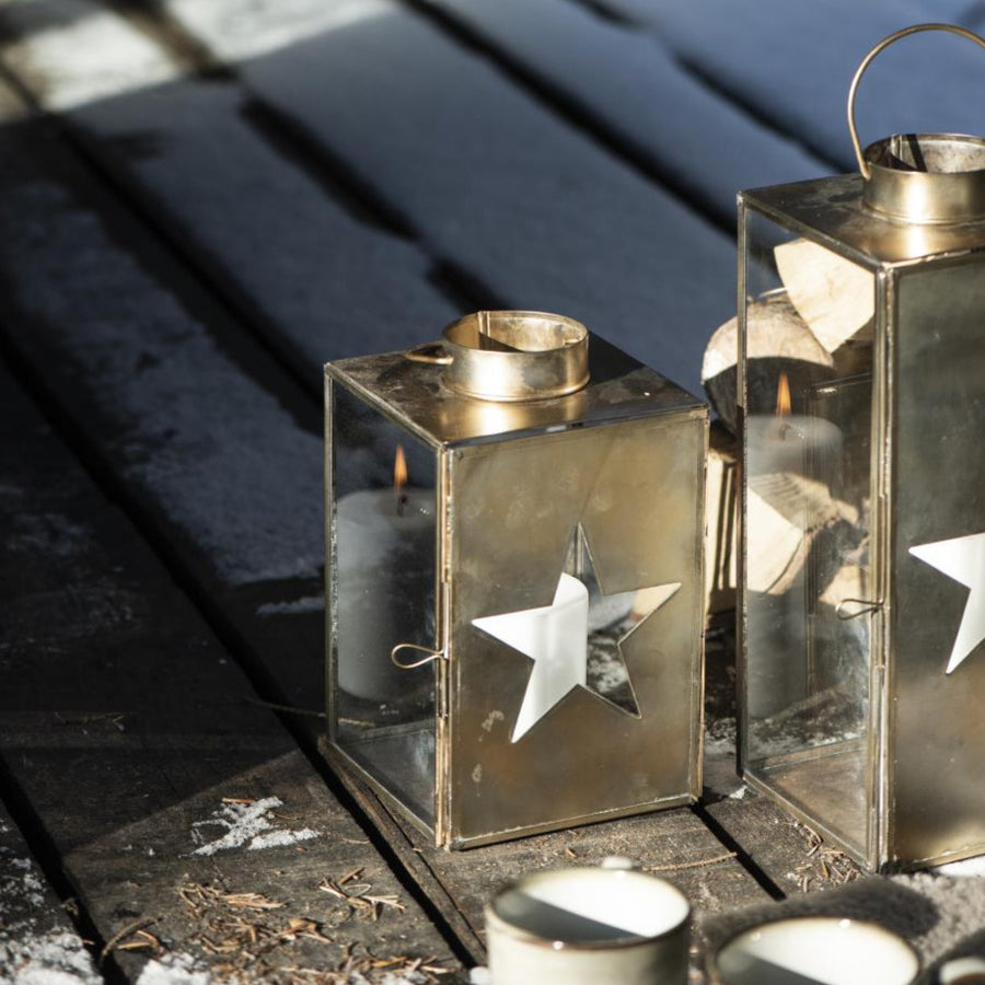 BRASS LANTERN WITH STAR CUT OUT DESIGN