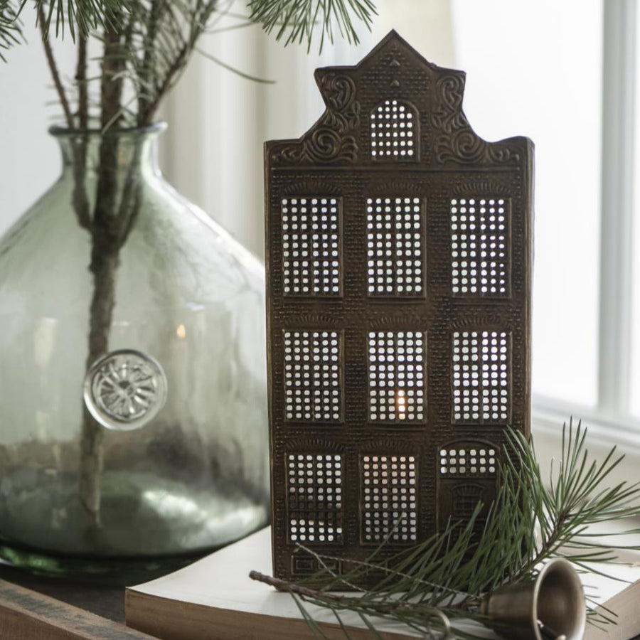 DECORATIVE METAL HOUSE CANDLE HOLDER | SET 3