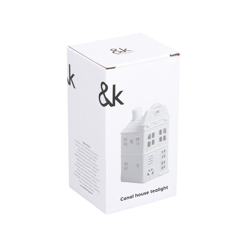 WHITE AMSTERDAM CANAL HOUSE TEALIGHT HOLDER | BLOCK GABLE