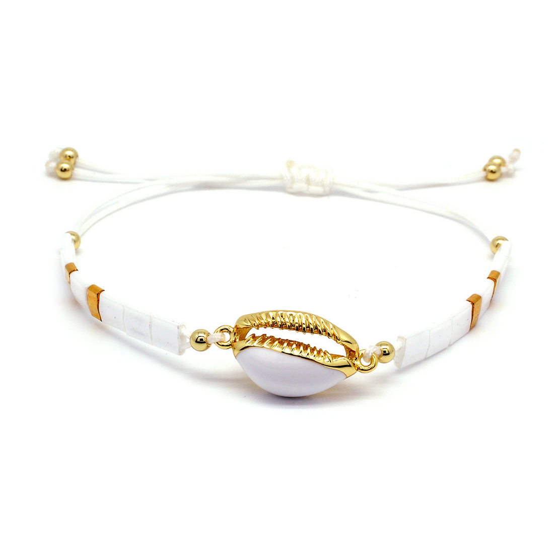 WOLFBERRY SHELL WHITE TILA BEAD FRIENDSHIP BRACELET